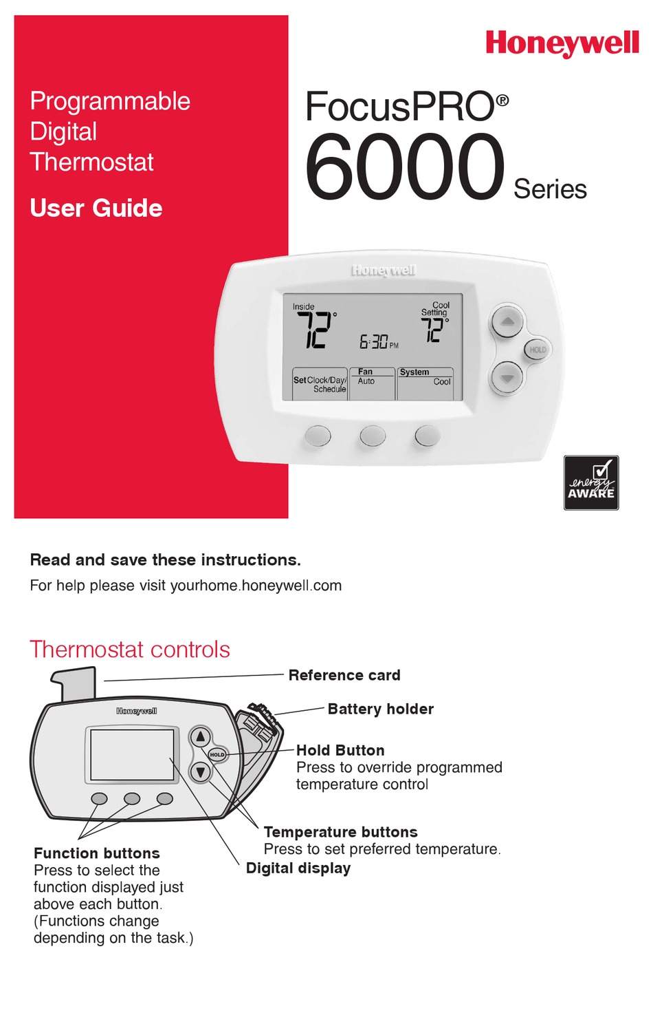 HONEYWELL FOCUSPRO TH6110D1005/U USER MANUAL Pdf Download ManualsLib