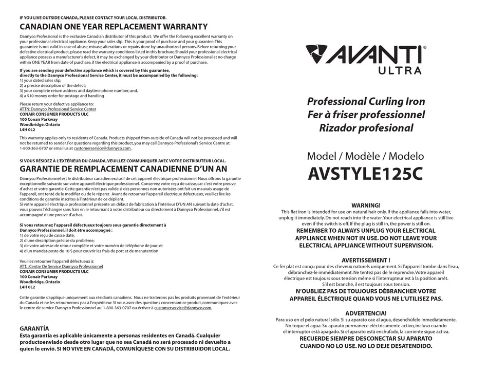 AVANTI AVSTYLE125C QUICK START MANUAL Pdf Download ManualsLib