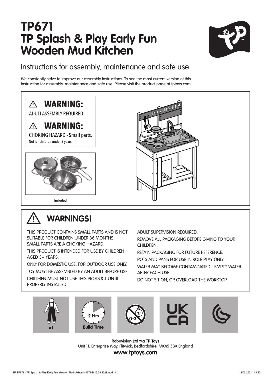 TP TOYS SPLASH PLAY EARLY FUN WOODEN MUD KITCHEN INSTRUCTIONS FOR   Tp Toys Splash Play Early Fun Wooden Mud Kitchen 