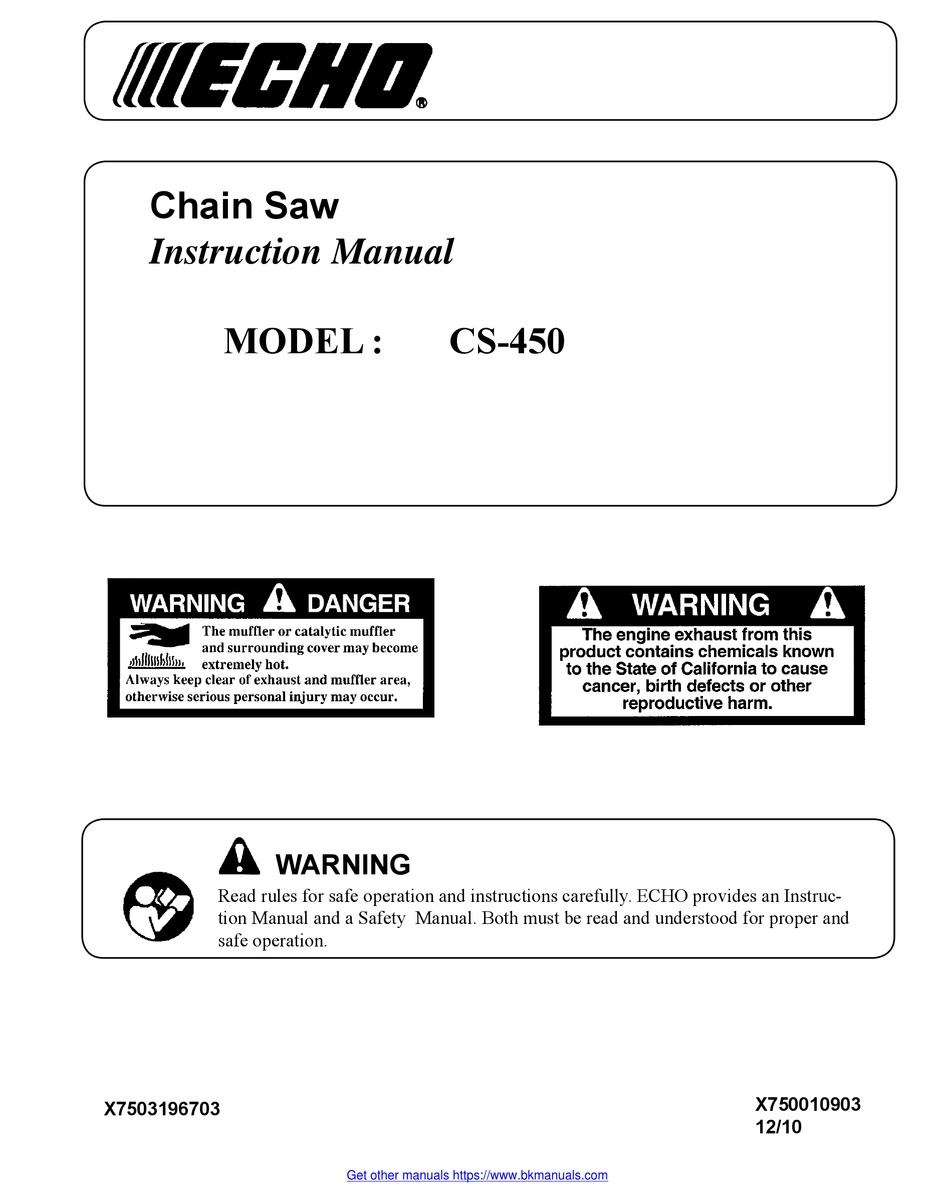 ECHO X7503196703 INSTRUCTION MANUAL Pdf Download ManualsLib