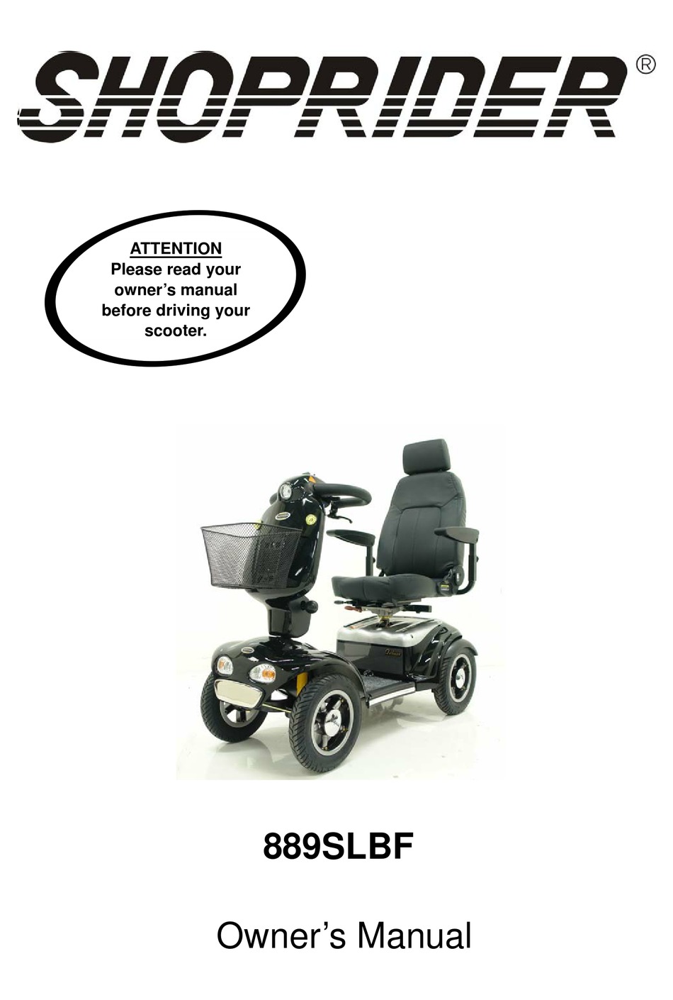 SHOPRIDER 889SLBF OWNER'S MANUAL Pdf Download | ManualsLib