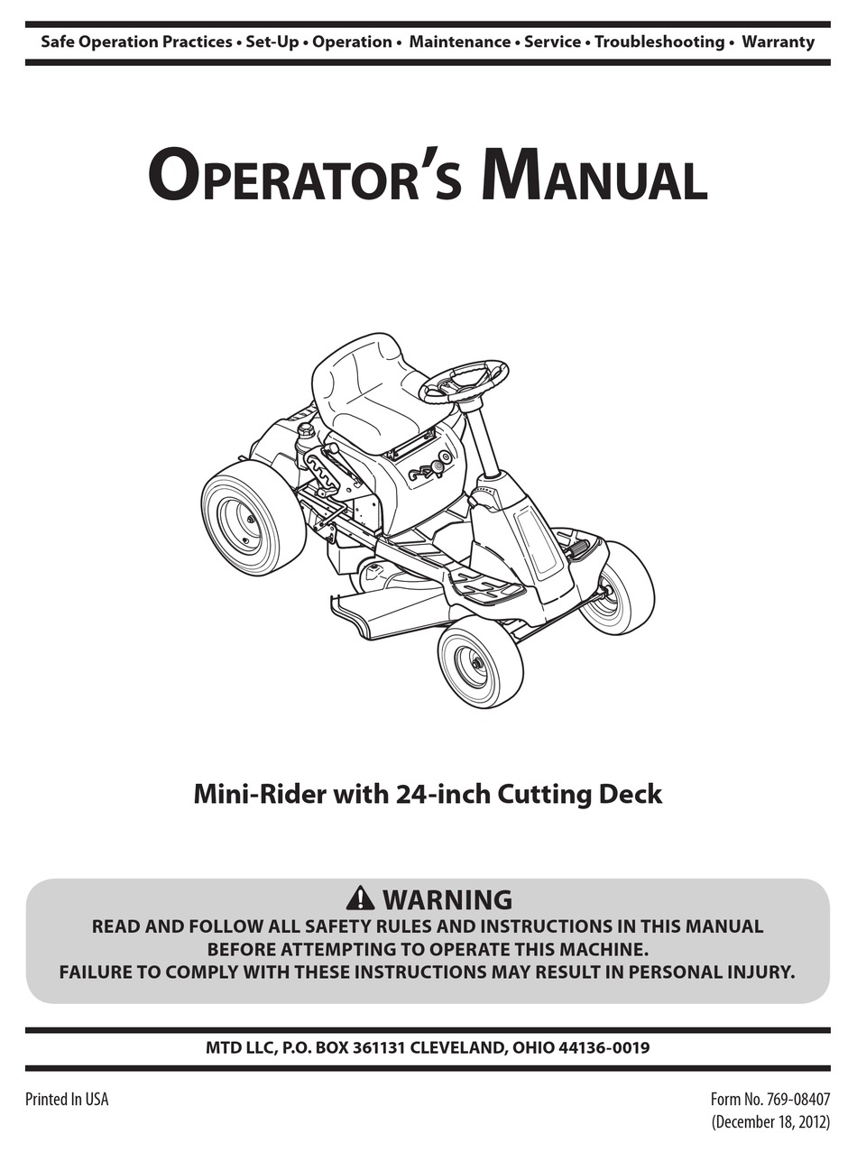 MTD 13A326JC058 OPERATOR'S MANUAL Pdf Download | ManualsLib