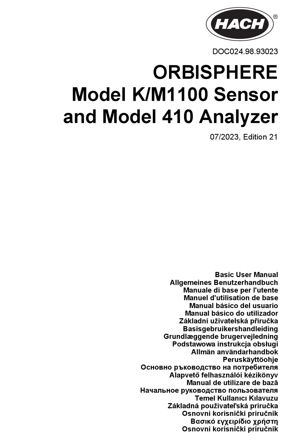 HACH K1100 BASIC USER MANUAL Pdf Download ManualsLib