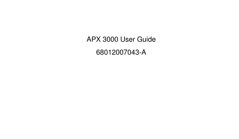 MOTOROLA APX 3000 QUICK REFERENCE CARD Pdf Download | ManualsLib