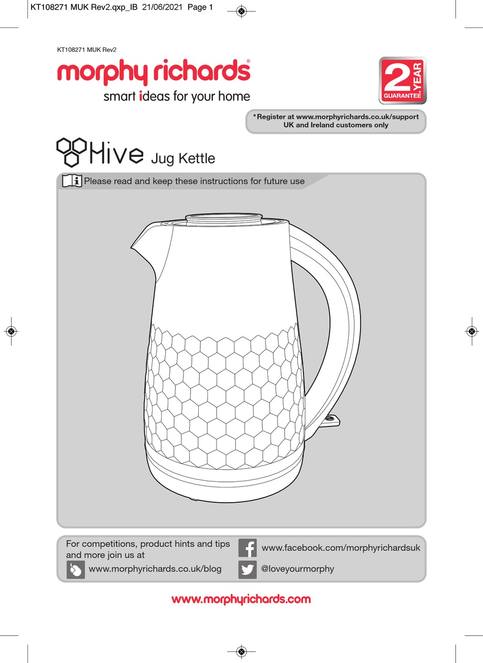 MORPHY RICHARDS HIVE INSTRUCTIONS FOR USE MANUAL Pdf Download ManualsLib