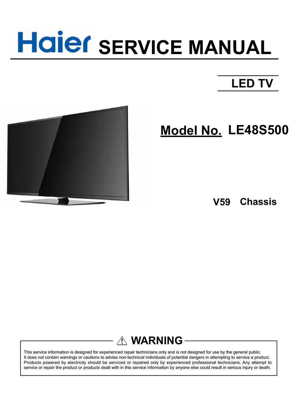 HAIER LE48S500 SERVICE MANUAL Pdf Download | ManualsLib