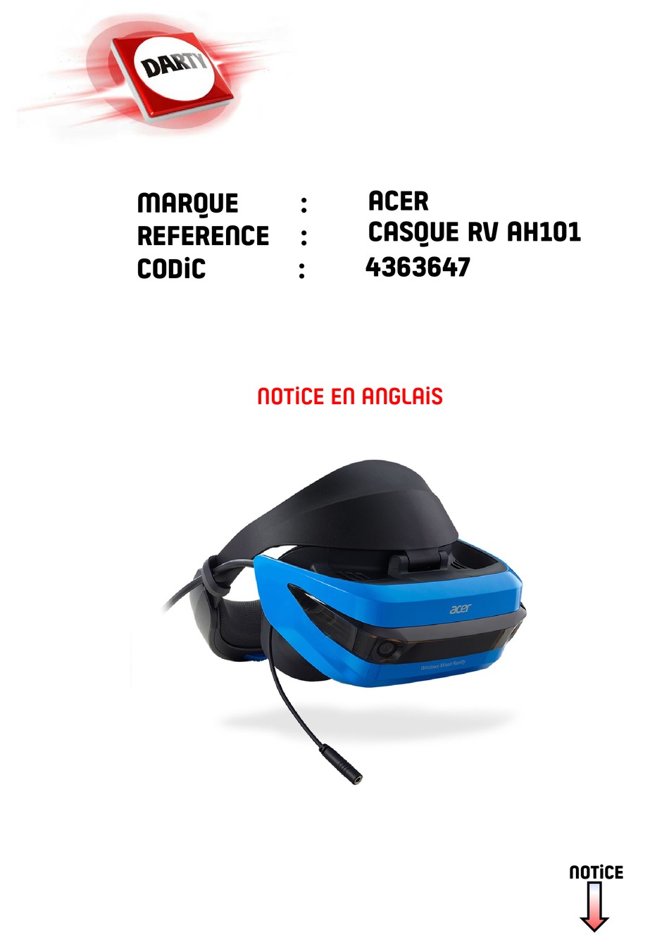 Casque acer outlet ah101