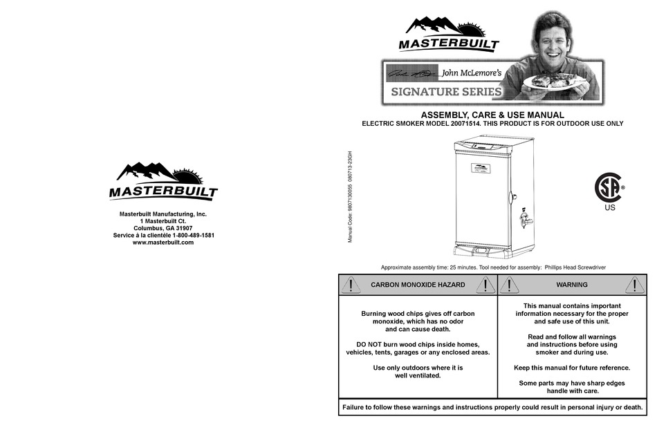 MASTERBUILT SIGNATURE SERIES ASSEMBLY, CARE & USE MANUAL Pdf Download ...