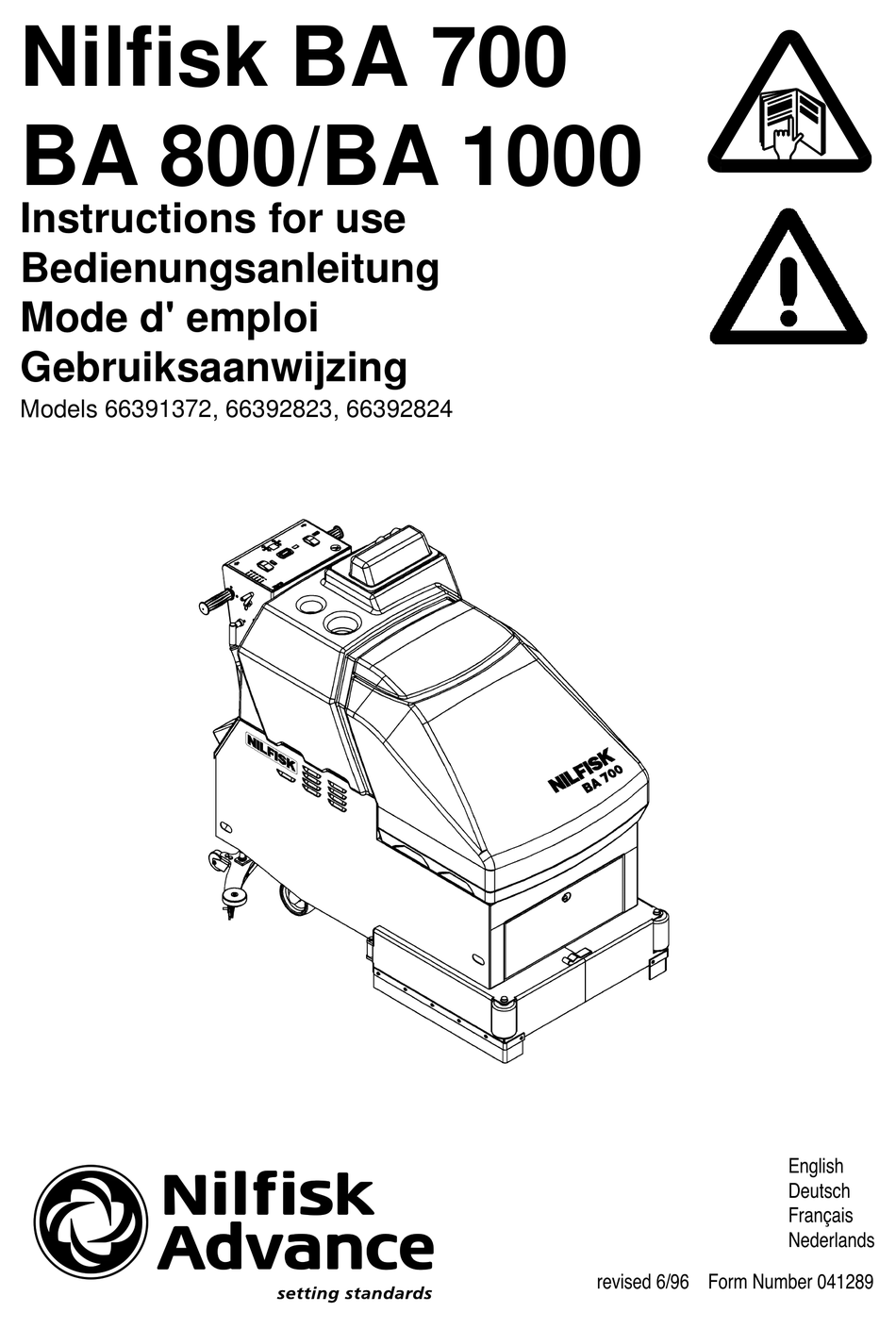 NILFISKADVANCE 66391372 INSTRUCTIONS FOR USE MANUAL Pdf Download