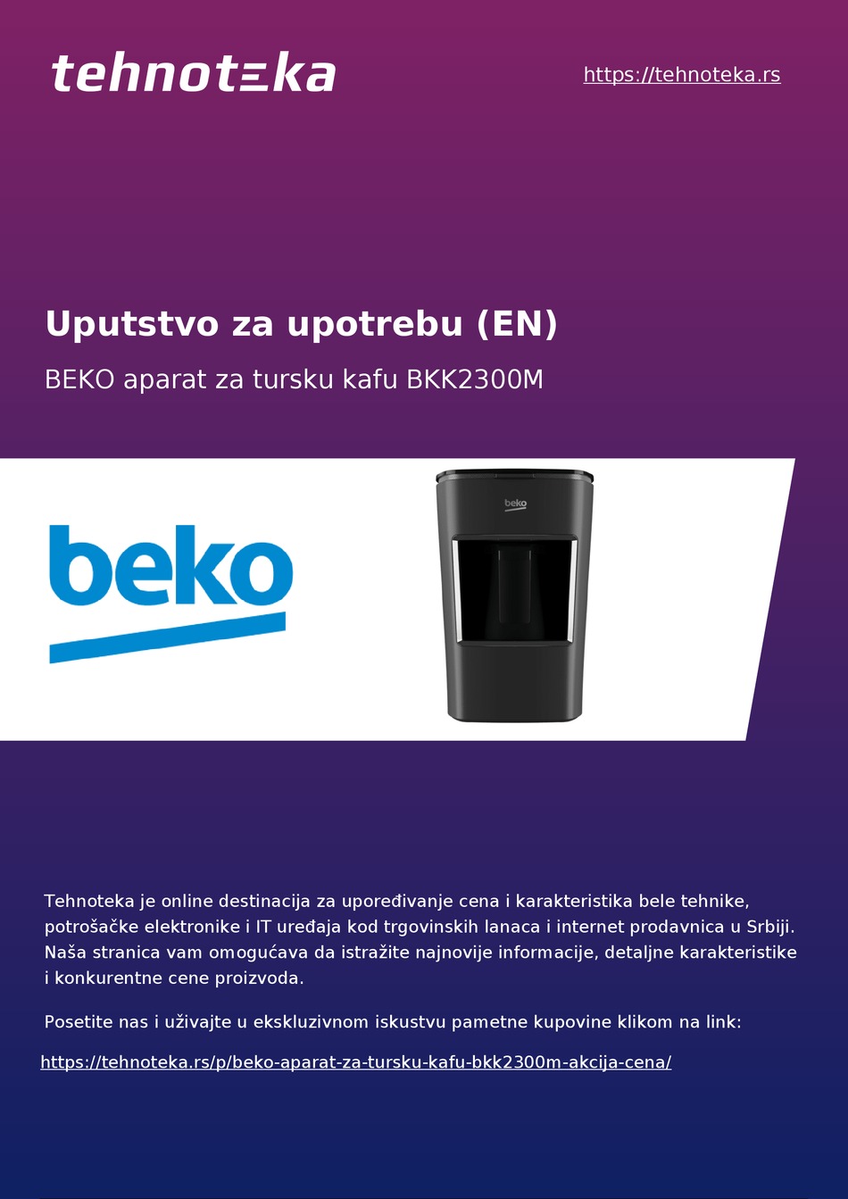 BEKO BKK2300M USER MANUAL Pdf Download | ManualsLib