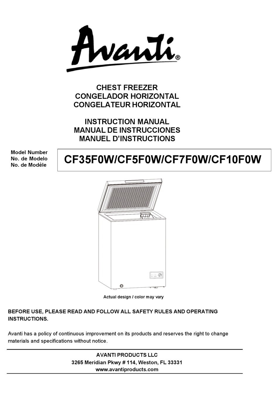 AVANTI CF35F0W INSTRUCTION MANUAL Pdf Download ManualsLib   Avanti Cf35f0w 