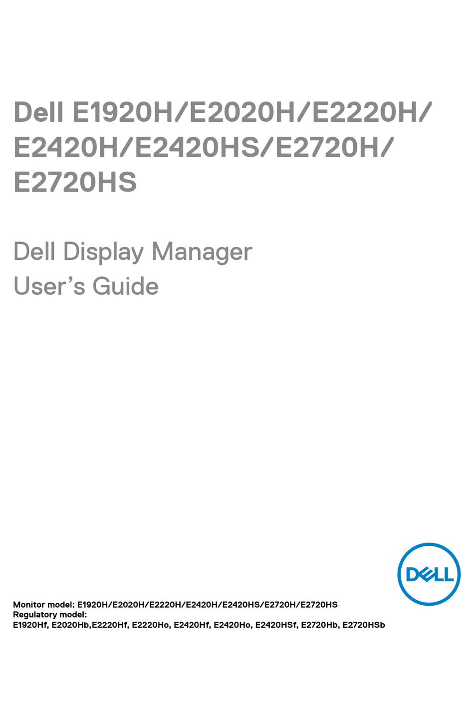 DELL E2020H USER MANUAL Pdf Download ManualsLib