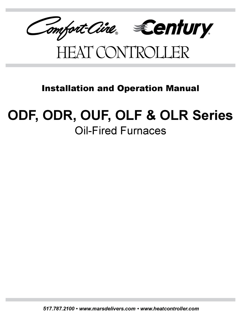 COMFORTAIRE CENTURY HEAT CONTROLLER ODF SERIES INSTALLATION AND