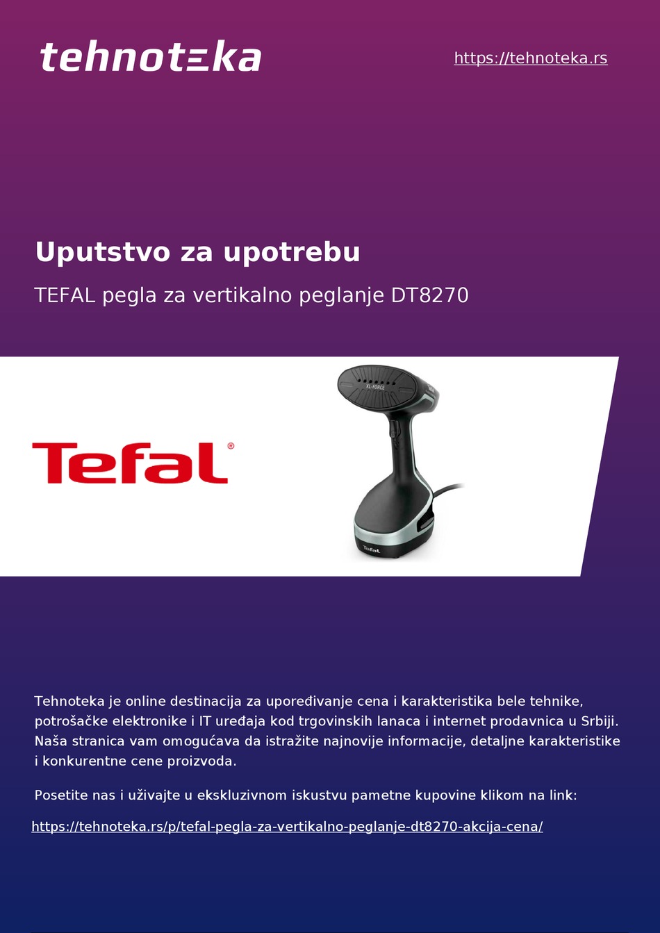 TEFAL DT8270 MANUAL Pdf Download | ManualsLib