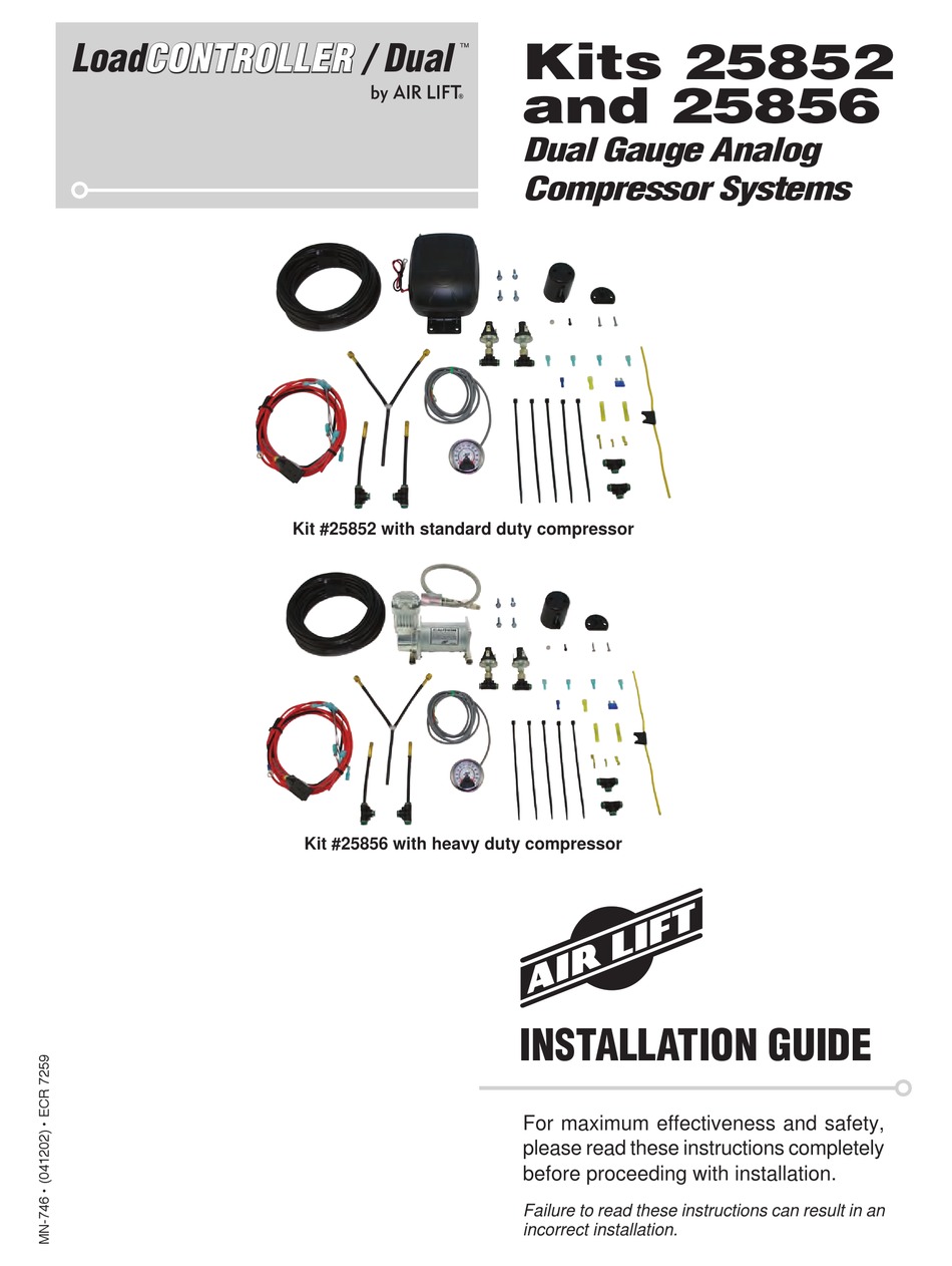 AIR LIFT LOADCONTROLLER/DUAL 25852 INSTALLATION MANUAL Pdf Download