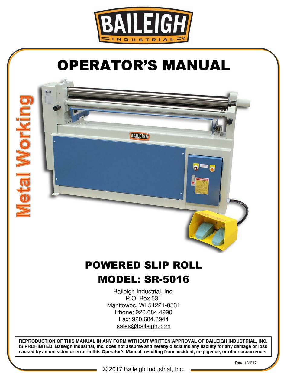 BAILEIGH INDUSTRIAL SR-5016 OPERATOR'S MANUAL Pdf Download | ManualsLib