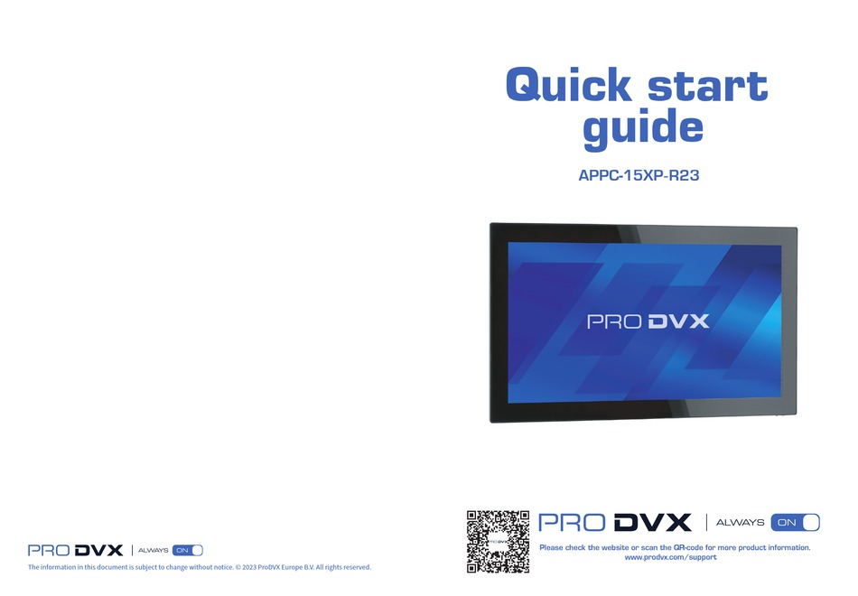 PRO DVX APPC-15XP-R23 QUICK START MANUAL Pdf Download | ManualsLib