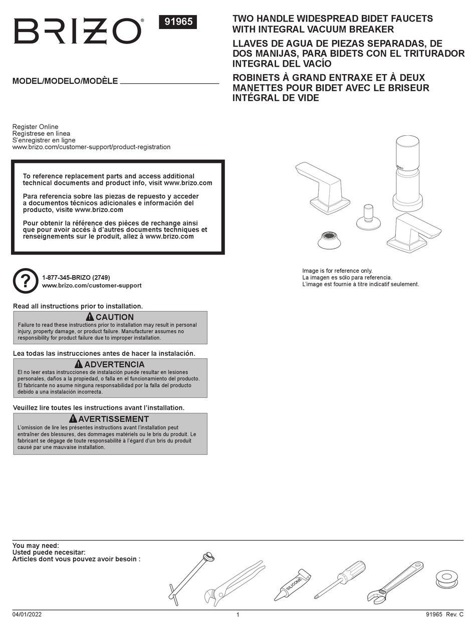 BRIZO VETTIS 68488BL INSTALLATION INSTRUCTIONS MANUAL Pdf Download