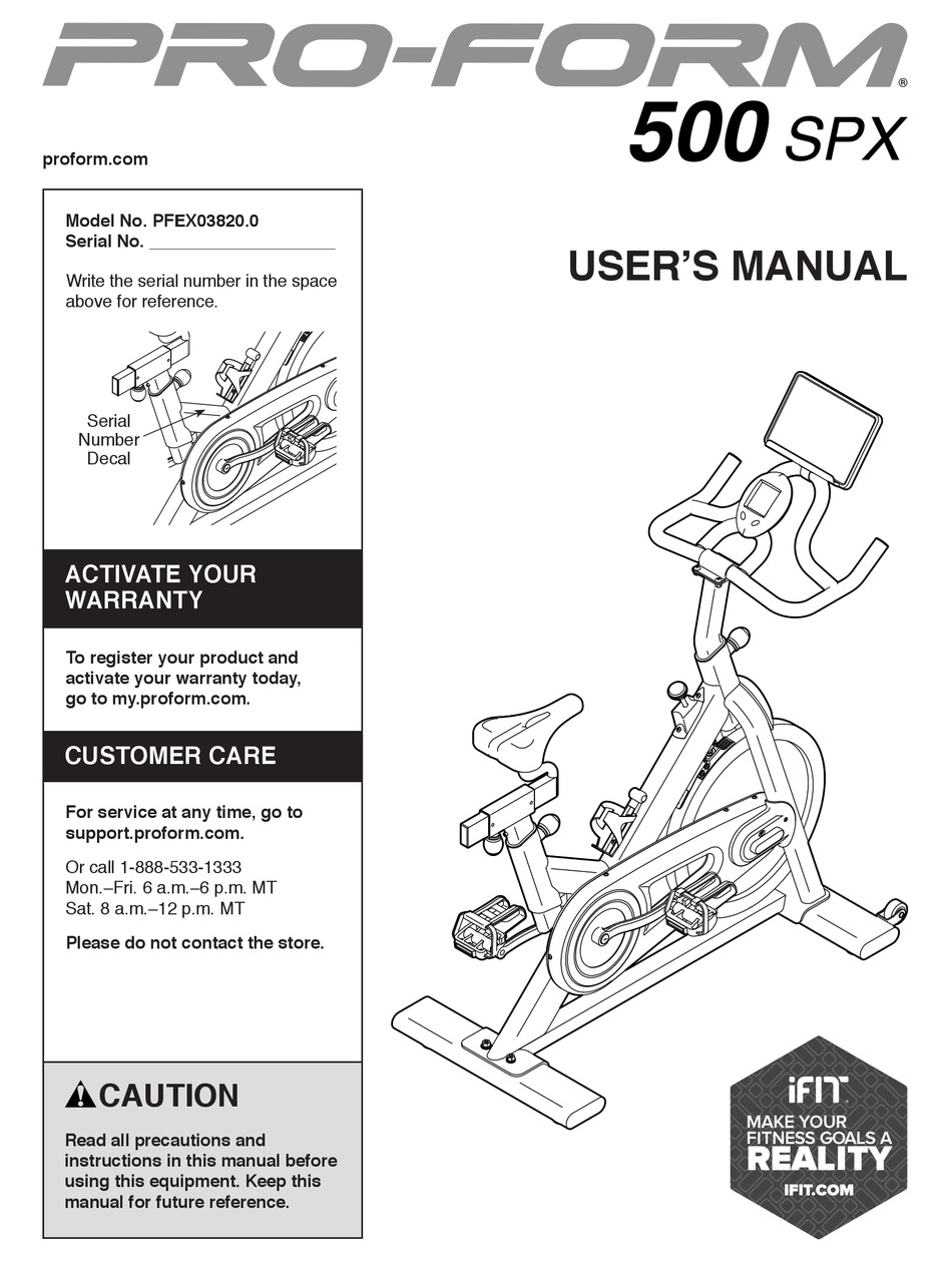 Proform 500 spx discount assembly