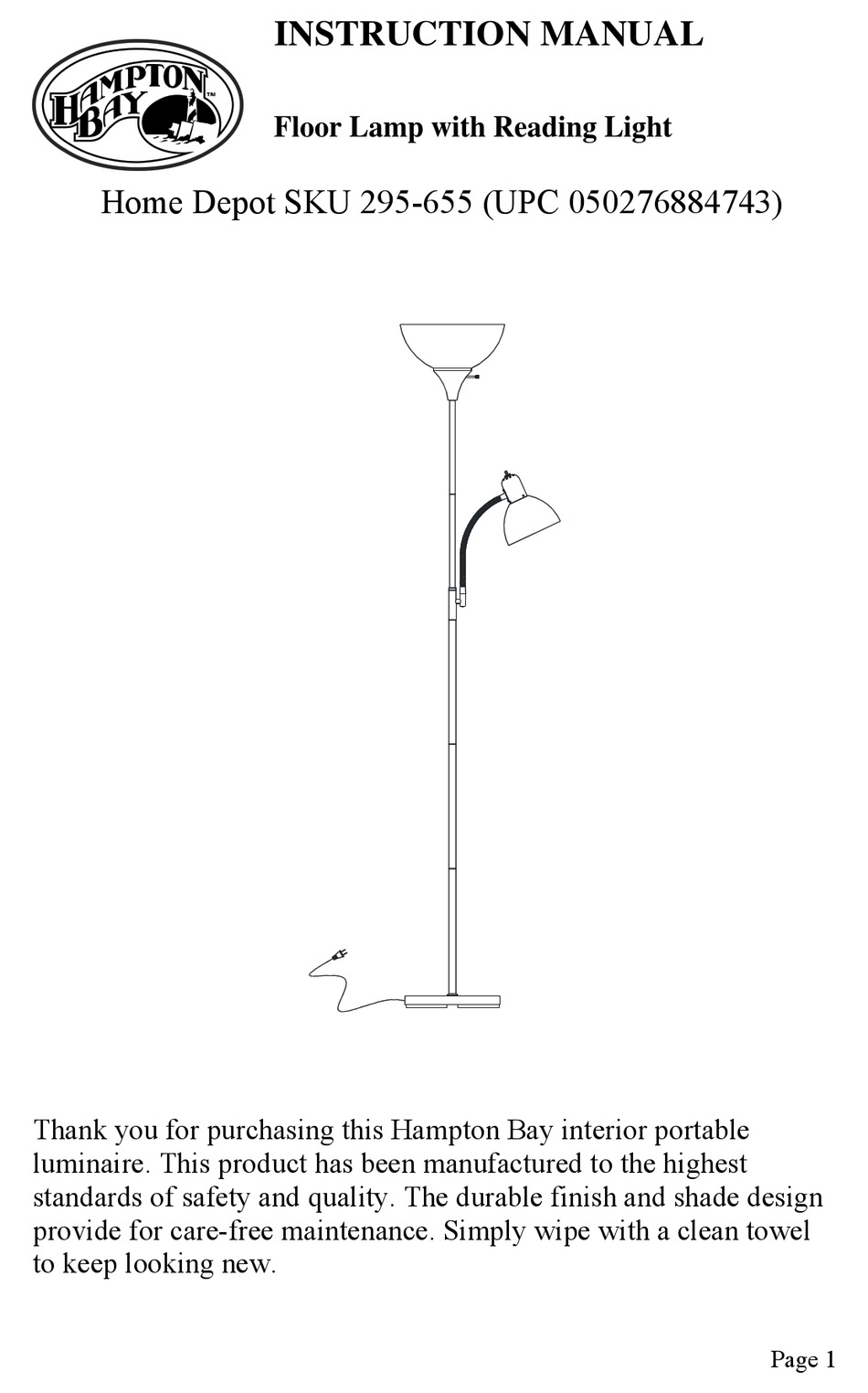 HAMPTON BAY 295655 INSTRUCTION MANUAL Pdf Download ManualsLib
