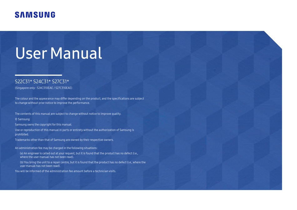SAMSUNG S24C310EAE USER MANUAL Pdf Download | ManualsLib