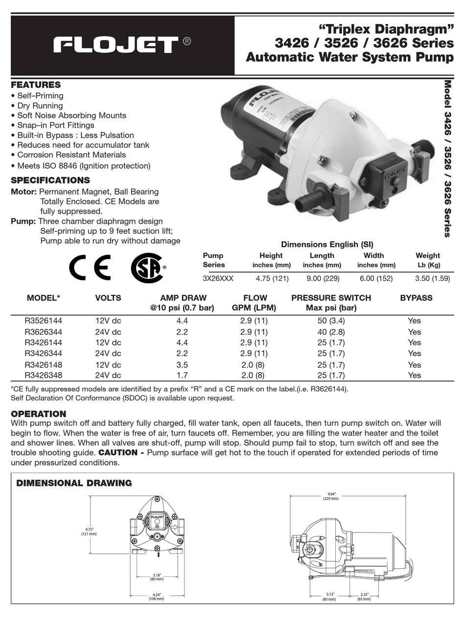 Flojet Triplex Diaphragm Series Manual Pdf Download Manualslib