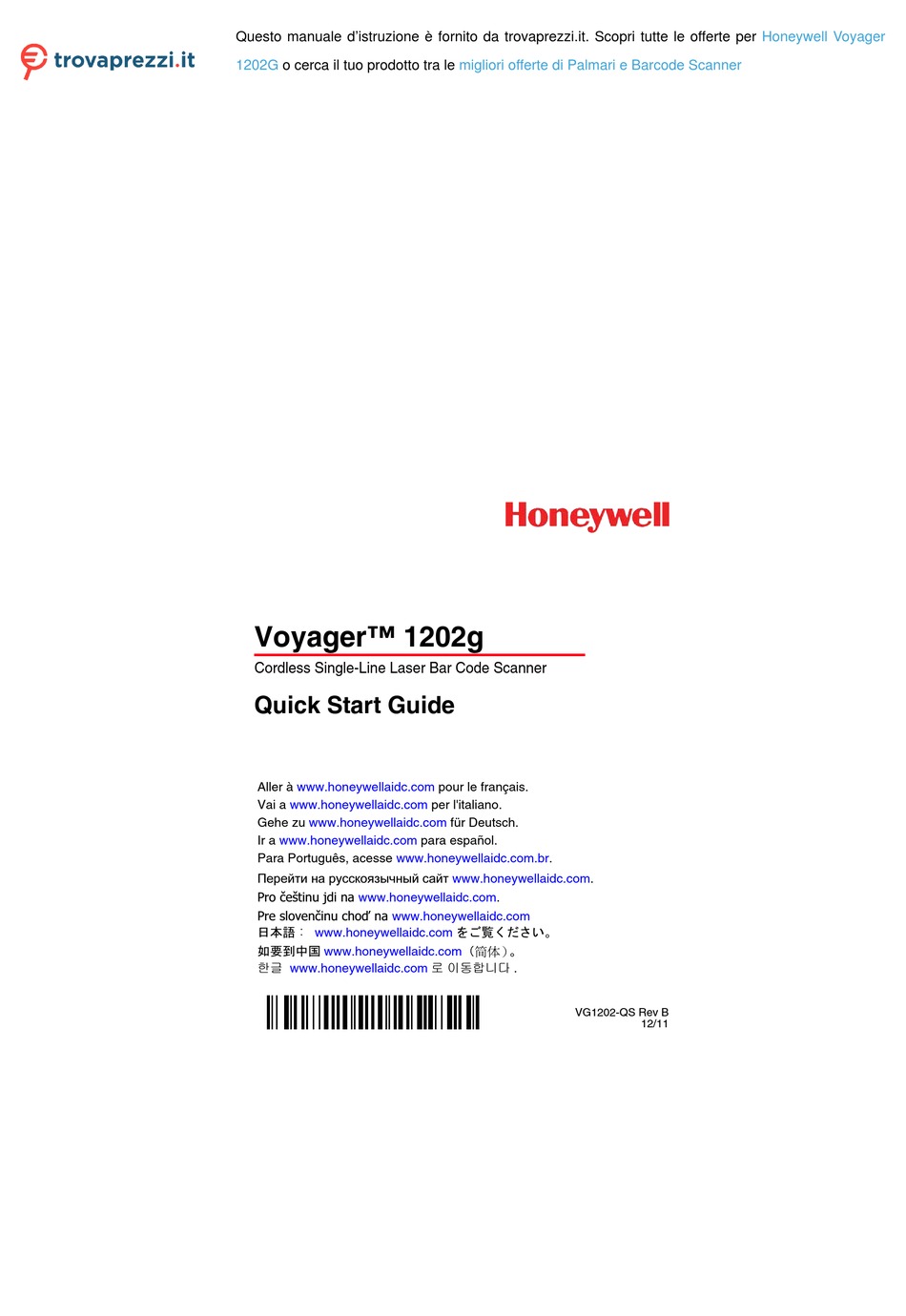 honeywell voyager 1202g anleitung deutsch