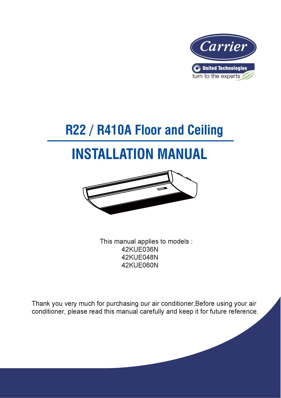 CARRIER 42KUE036N INSTALLATION MANUAL Pdf Download ManualsLib