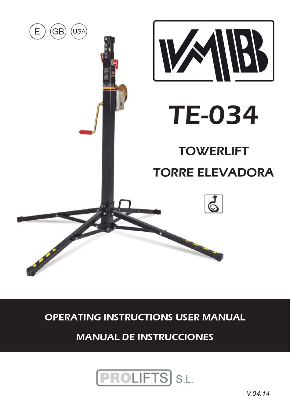 PRO LIFTS VMB TE034 OPERATING INSTRUCTIONS & USER MANUAL Pdf Download