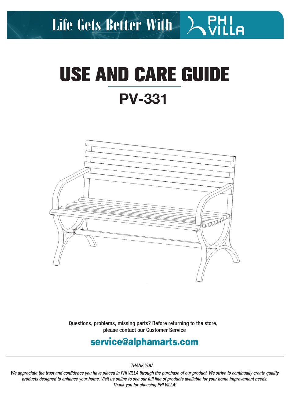 PHI VILLA PV331 USE AND CARE MANUAL Pdf Download ManualsLib