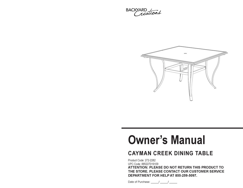 BACKYARD CREATIONS CAYMAN CREEK 2722282 OWNER'S MANUAL Pdf Download