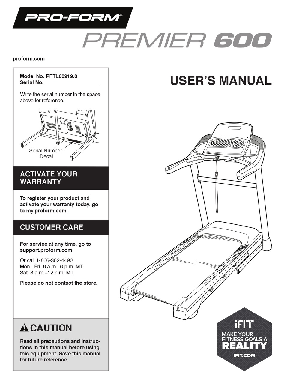 PRO-FORM PREMIER 600 USER MANUAL Pdf Download | ManualsLib