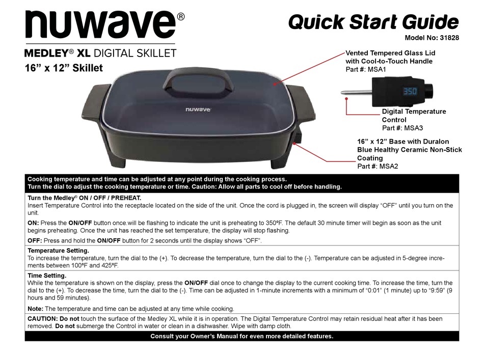 NUWAVE MEDLEY XL QUICK START MANUAL Pdf Download | ManualsLib