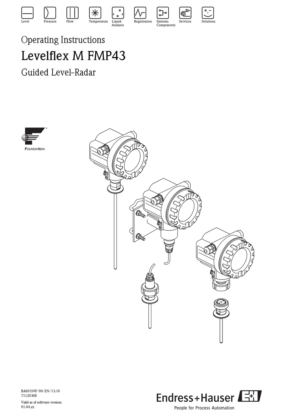 ENDRESS+HAUSER LEVELFLEX M FMP43 OPERATING INSTRUCTIONS MANUAL Pdf
