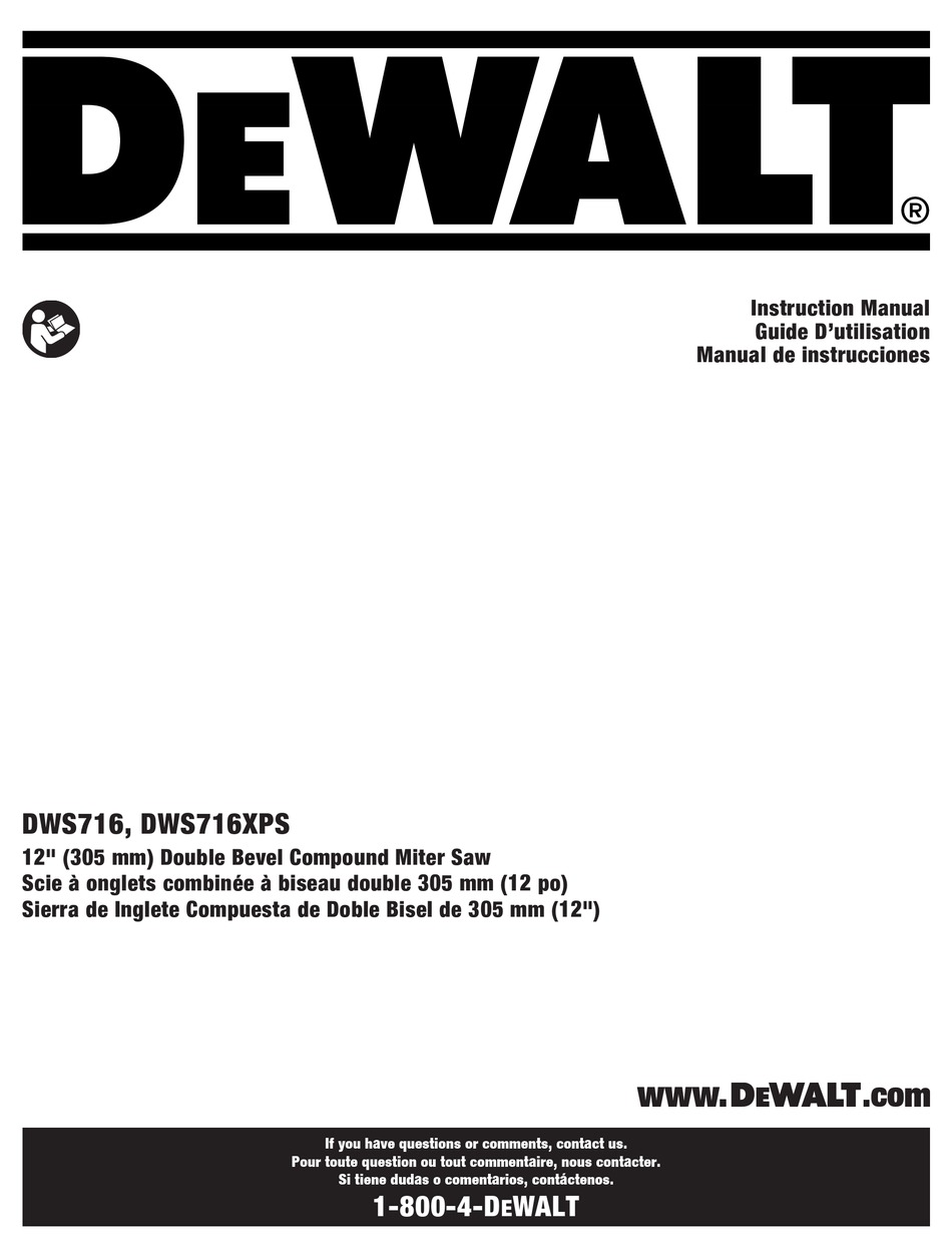 DEWALT DWS716XPS INSTRUCTION MANUAL Pdf Download | ManualsLib