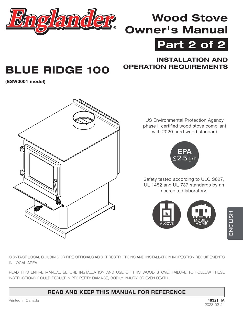 ENGLANDER BLUE RIDGE 100 OWNER'S MANUAL Pdf Download ManualsLib