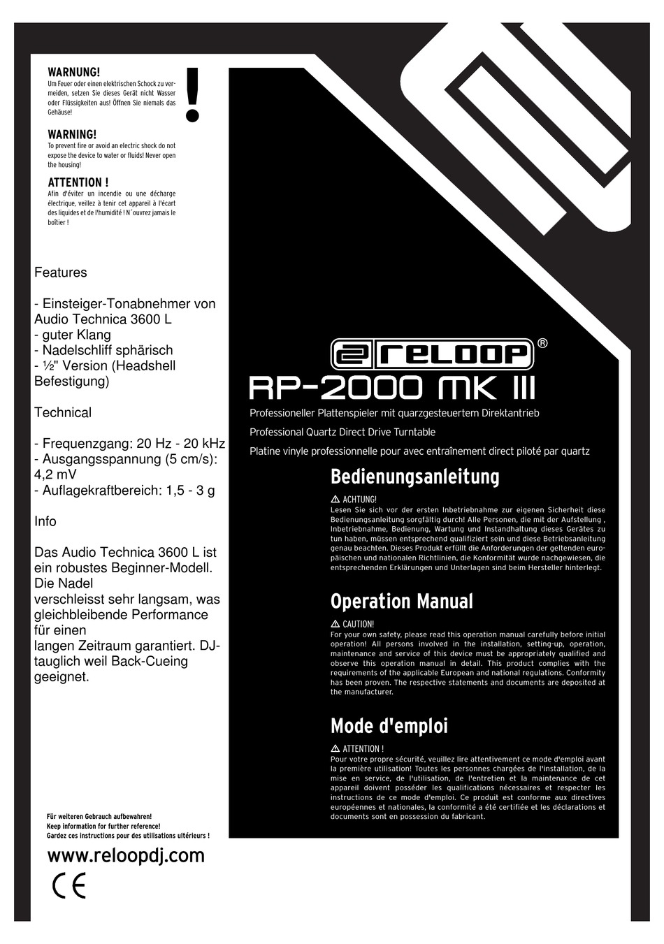 RELOOP RP2000 MK III OPERATION MANUAL Pdf Download ManualsLib