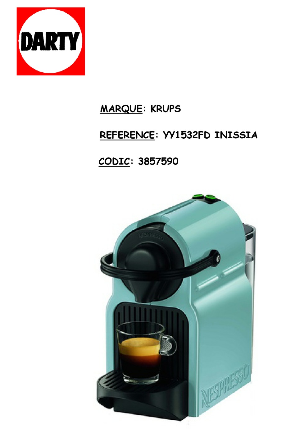 KRUPS NESPRESSO YY1532FD INISSIA MANUAL Pdf Download ManualsLib