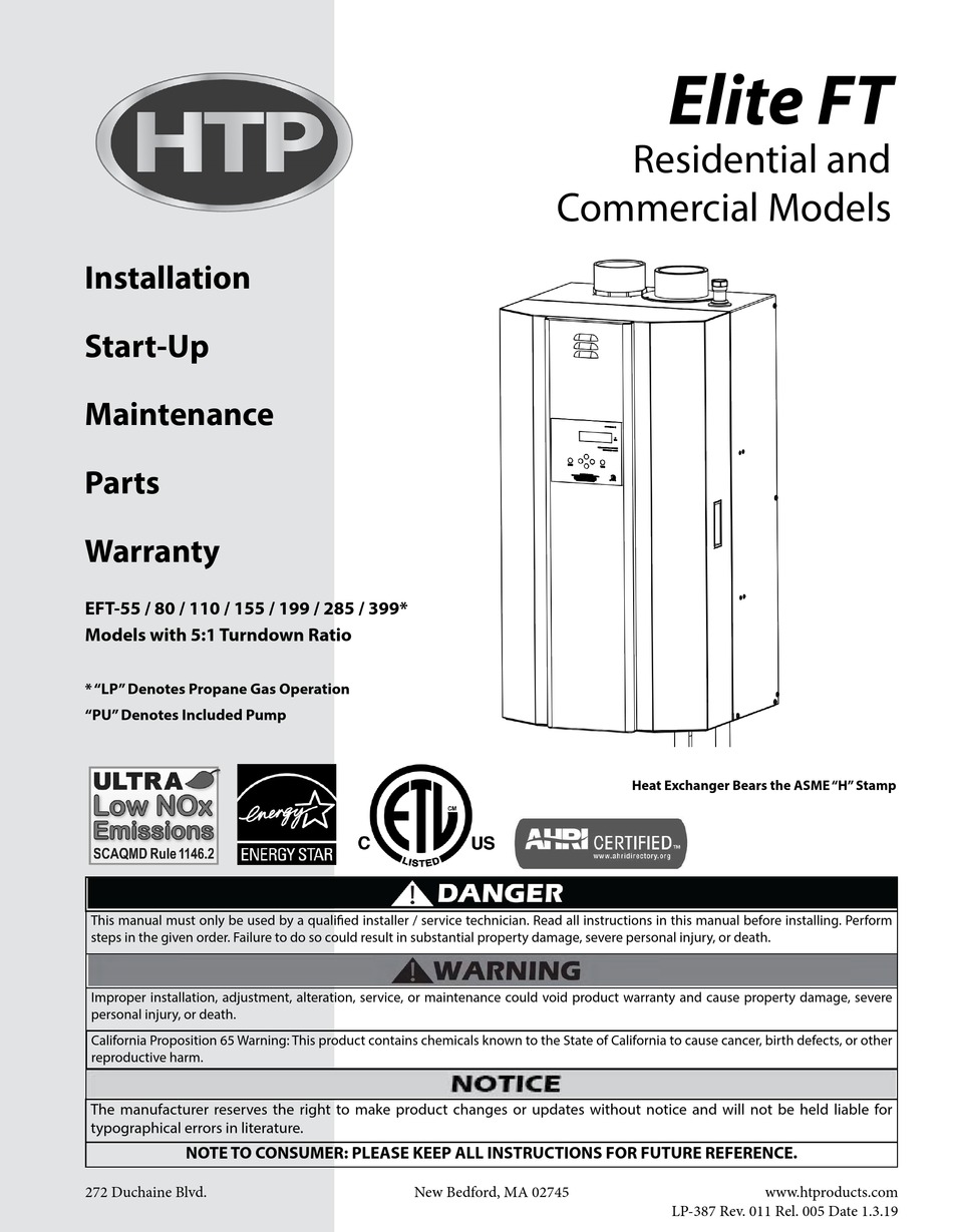 Htp Elite Ft Series Installation Start Up Maintenance Parts Warranty Pdf Download Manualslib 0326