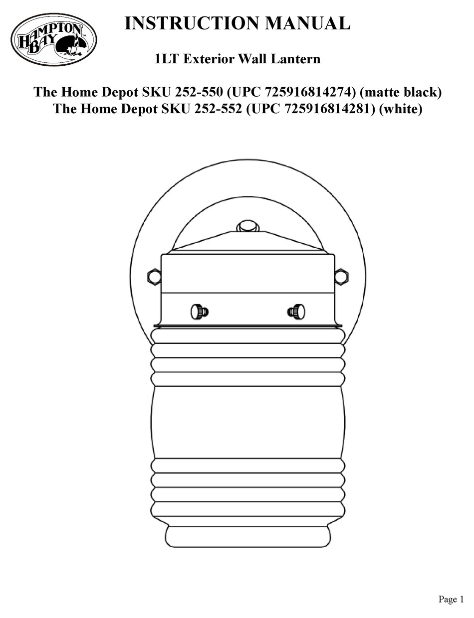 HAMPTON BAY 252550 INSTRUCTION MANUAL Pdf Download ManualsLib