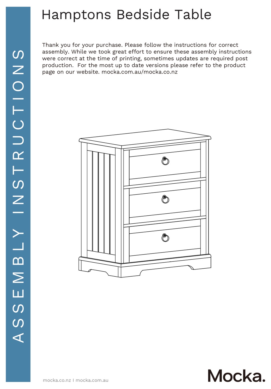 MOCKA HAMPTONS BEDSIDE TABLE ASSEMBLY INSTRUCTIONS MANUAL Pdf Download