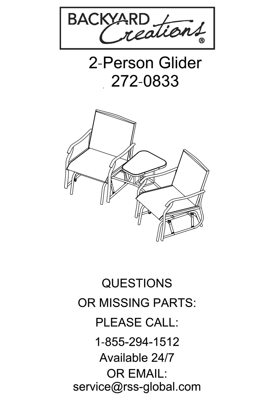 BACKYARD CREATIONS 2720833 QUICK START MANUAL Pdf Download ManualsLib