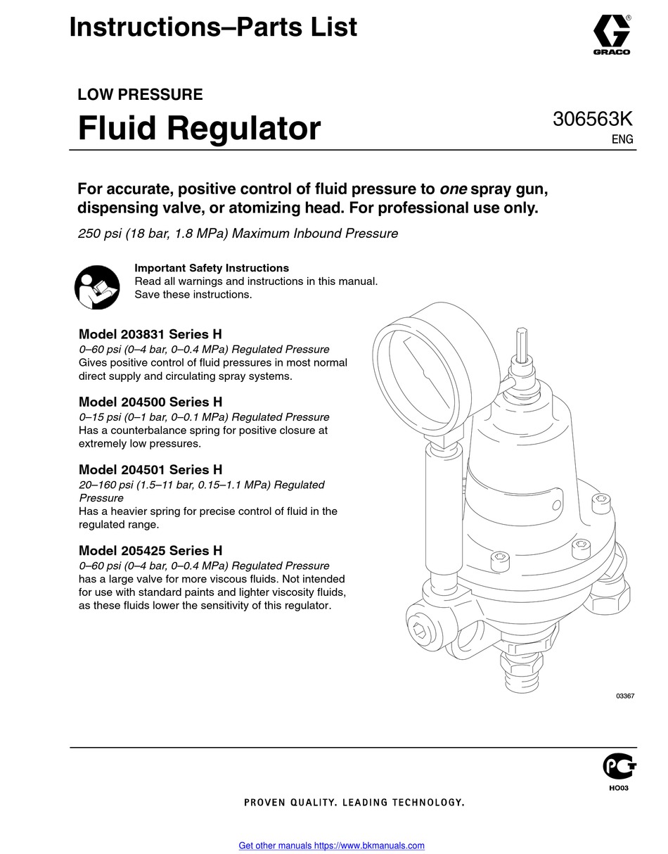 GRACO H SERIES INSTRUCTIONS-PARTS LIST MANUAL Pdf Download | ManualsLib