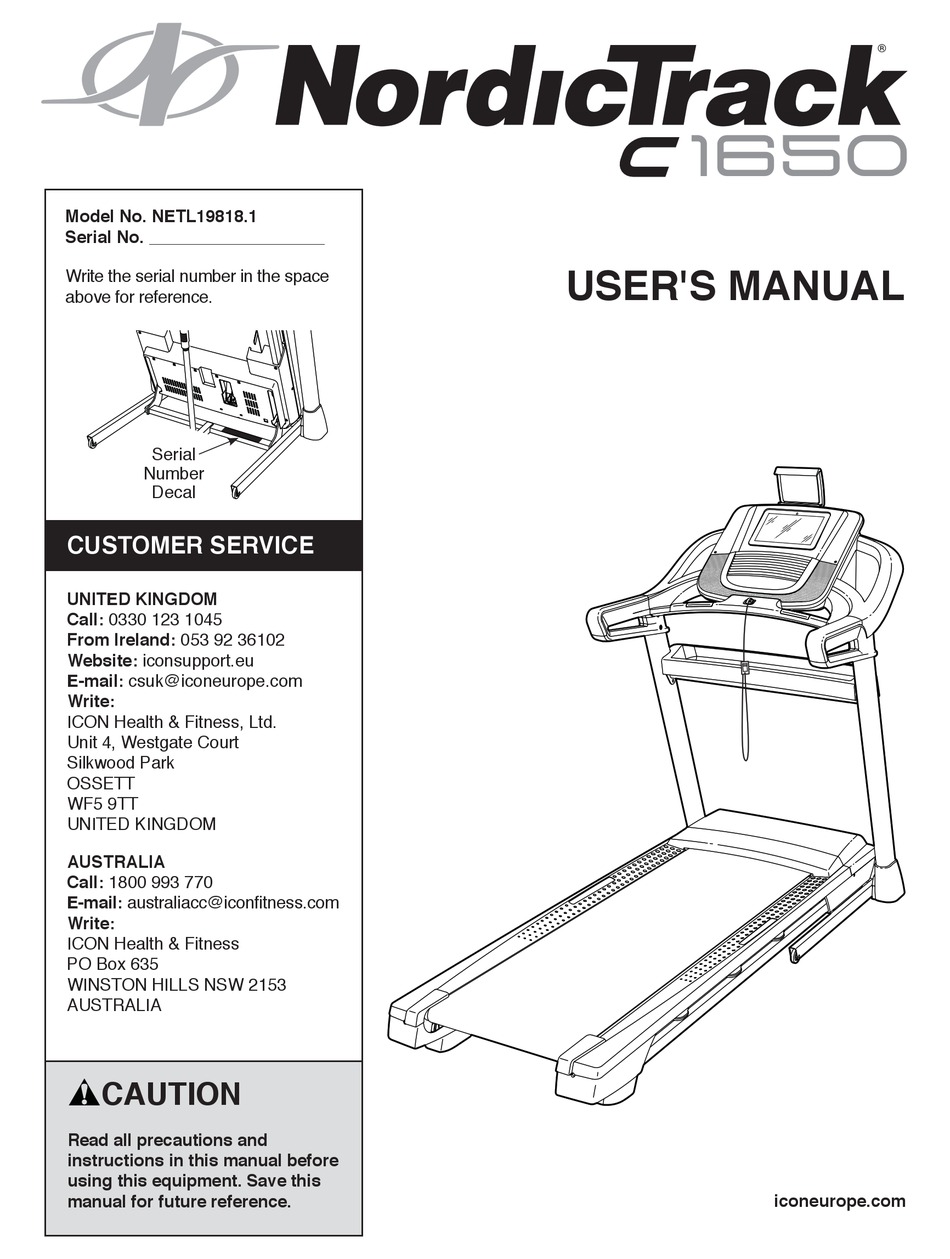 ICON NORDICTRACK C1650 USER MANUAL Pdf Download | ManualsLib