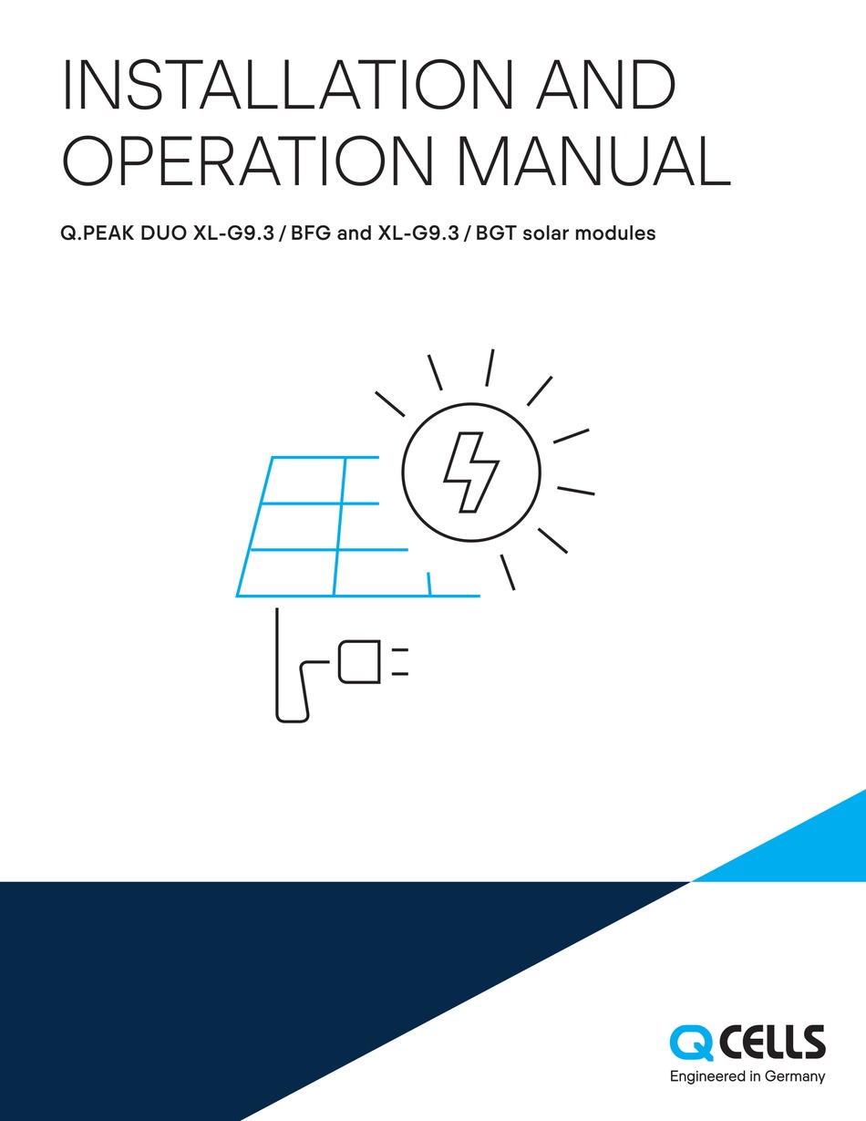 Q CELLS Q.PEAK DUO XLG9.3 / BFG INSTALLATION AND OPERATION MANUAL Pdf
