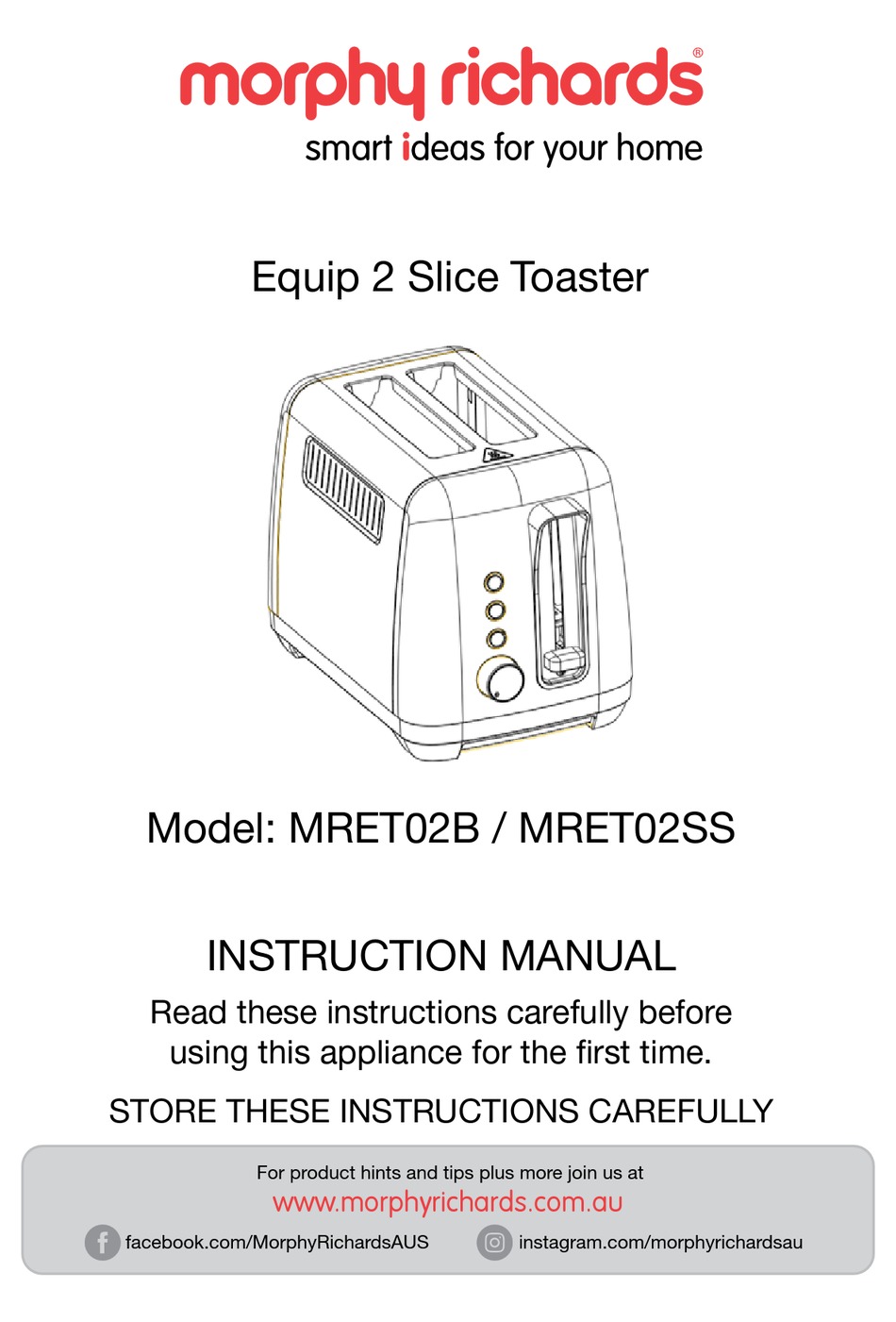 MORPHY RICHARDS MRET02SS INSTRUCTION MANUAL Pdf Download ManualsLib