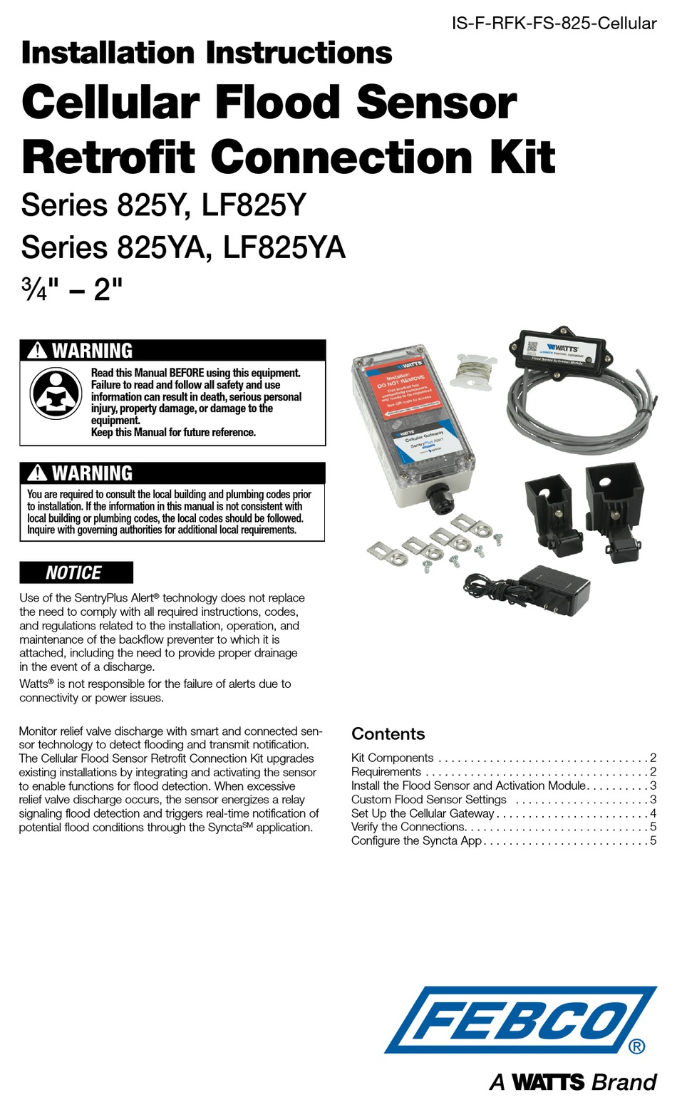 WATTS FEBCO 825Y SERIES INSTALLATION INSTRUCTIONS MANUAL Pdf Download