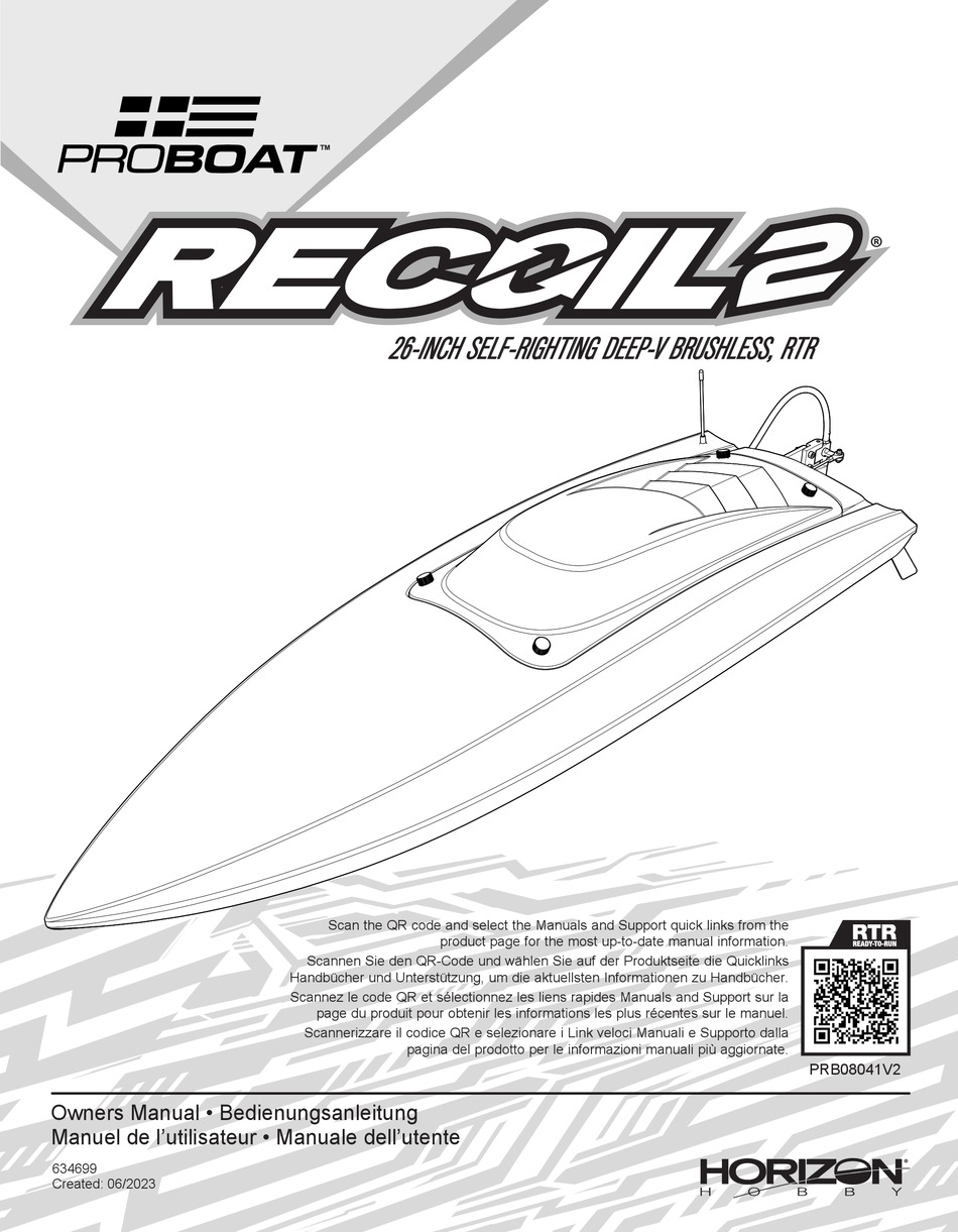 HORIZON HOBBY PRO BOAT RECOIL 2 OWNER'S MANUAL Pdf Download ManualsLib