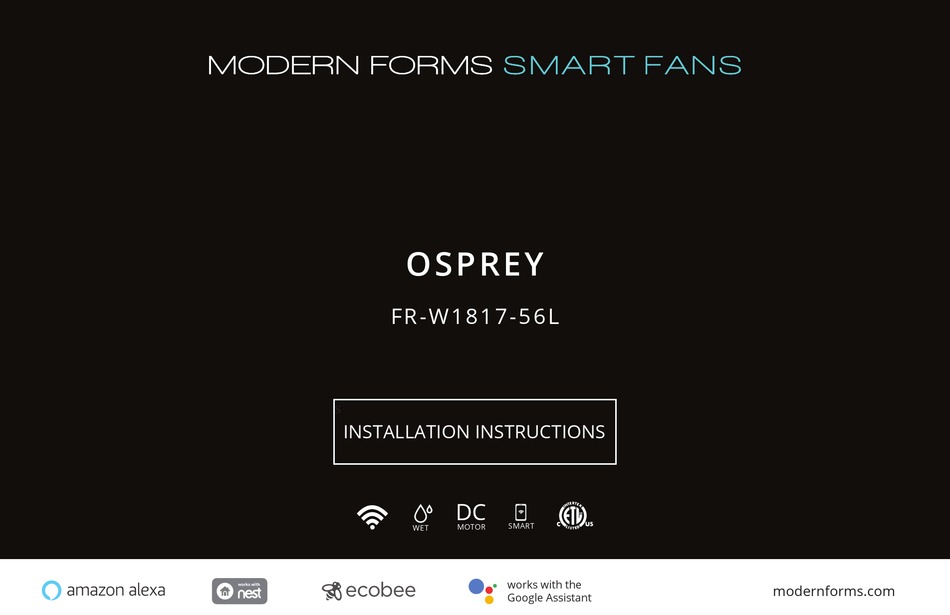 MODERN FORMS OSPREY INSTALLATION INSTRUCTIONS MANUAL Pdf Download