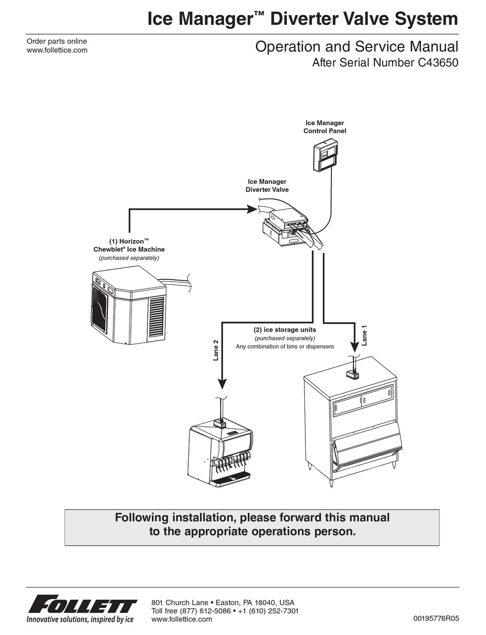 FOLLETT ICE MANAGER C43650 OPERATION AND SERVICE MANUAL Pdf Download